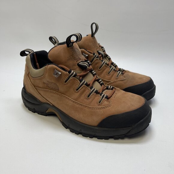 Y2K North Face Hiking Boots Nubuck Brown Leather Shoes Lace Low Women's Sz 9 - Picture 1 of 13